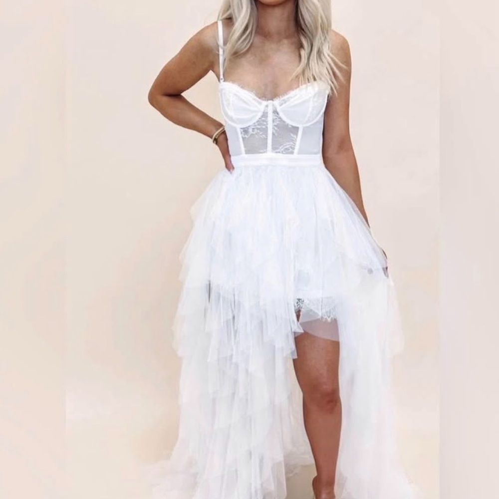 Hayden White High Low Tulle Dress